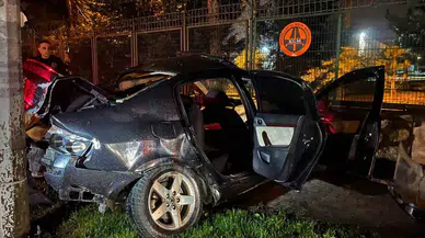 Trafikte Makas Atan Araç Evvel Ağaca, Akabinde Aydınlatma Direğine Çarptı: 2 Ağır Yaralı