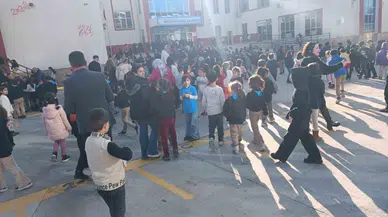 İlkokul Öğrencilerine Sarsıntı ve Yangın Tatbikatı