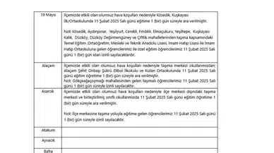 Samsun’da 6 İlçede Eğitime Kar Mahzuru