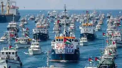 Trabzon'da denizciler Filistin ve Küresel Sumud Filosu'na destek için Karadeniz'e açıldı