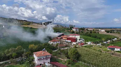 Samsun'da samanlık yangında hasar gördü