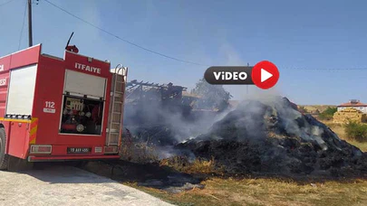Yangında Saman Balyaları Kül Oldu