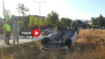 Kontrolden Çıkan Otomobil Takla Attı