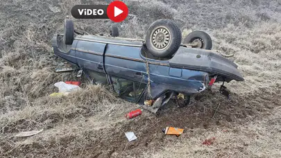 Çorum’da Kontrolden Çıkan Otomobil Takla Attı