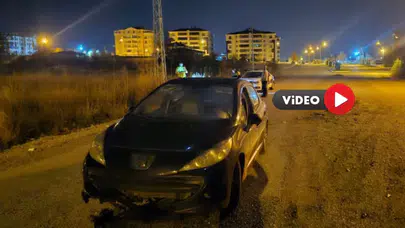 Çorum’da Bir Garip Kaza, Yol Ortasındaki Aydınlatma Direğine Çarptı