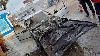 Çorum’da Otomobil Alev Alev Yandı