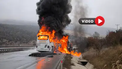 Otobüsün Alev Alev Yandığı Anlar Kamerada
