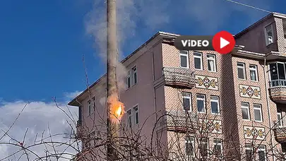 Elektrik Direğinde Yangın Çıktı, Korku Dolu Anlar Yaşandı