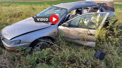 Kontrolden Çıkan Otomobil Tarlaya Uçtu