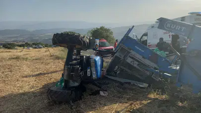 Traktör Şarampole Devrildi: 5 Yaralı