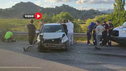 Otomobil Bariyere Çarptı, 3 Kişi Yaralı