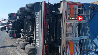 Kontrolden Çıkan Tır Yan Yattı: 3 Yaralı