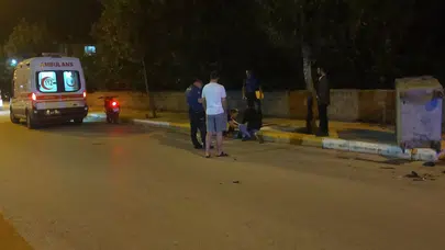 Kontrolden Çıkan Motosiklet Çöp Konteynerine Çarptı