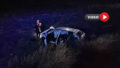 Ağaca Çarpan Otomobil Takla Attı, Sürücü Ölümden Döndü
