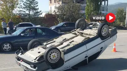 Otomobil Takla Attı, Sürücü Ölümden Döndü