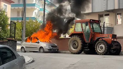 Dini Nikahlı Eşinin Otomobilini Ateşe Verdi