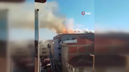 İnegöl’de 5 katlı apartmanın çatısında yangın