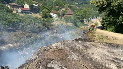 Düzce'de çalılık alanda çıkan yangın söndürüldü