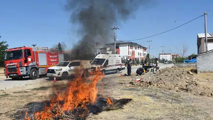 Gümüşhane'de iş kazalarında yangın söndürme tatbikatı yapıldı