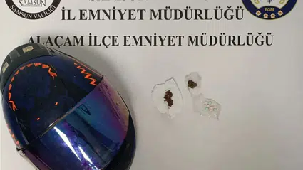 Samsun'da motosiklet kaskının içinde uyuşturucu madde yakalandı