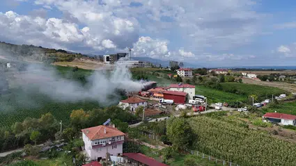 Samsun'da samanlık yangında hasar gördü
