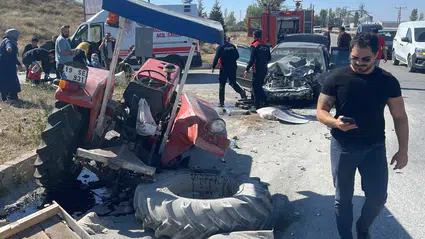 Traktör ile Otomobil Çarpıştı: 7 Yaralı