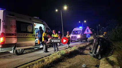 Araç Tahliye Kanalına Devrildi