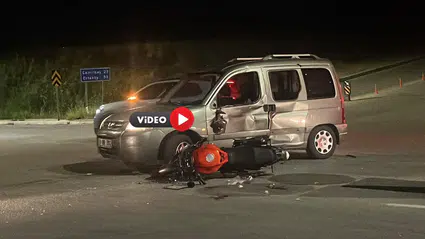 Motosiklet ile Otomobil Çarpıştı