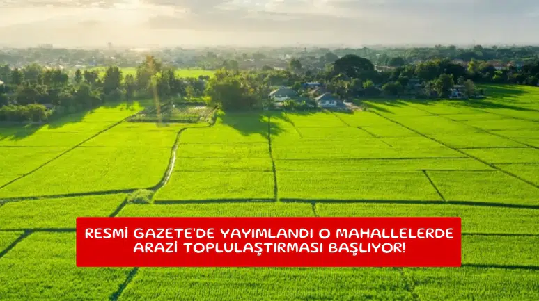 Resmi Gazete'de yayımlandı o mahallelerde arazi toplulaştırması başlıyor!