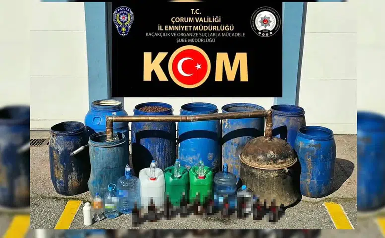 Çorum'da Kaçak Alkol Operasyonu