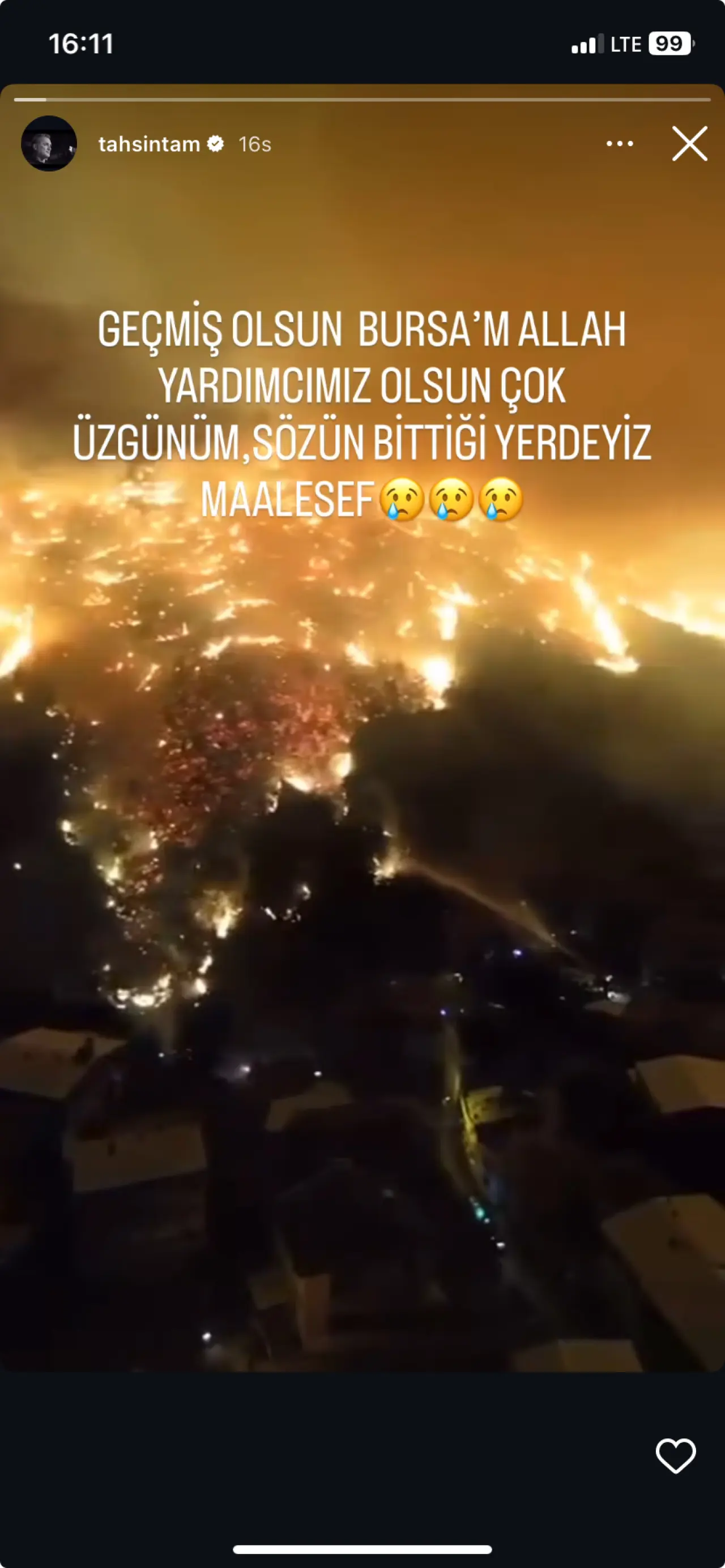Tahsin Tam'dan Yangın Paylaşımı 1