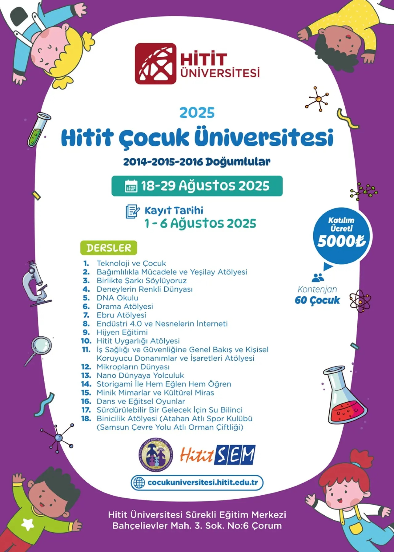Hitit Çocuk Üniversitesi İçin Kayıtlar Başlıyor 1