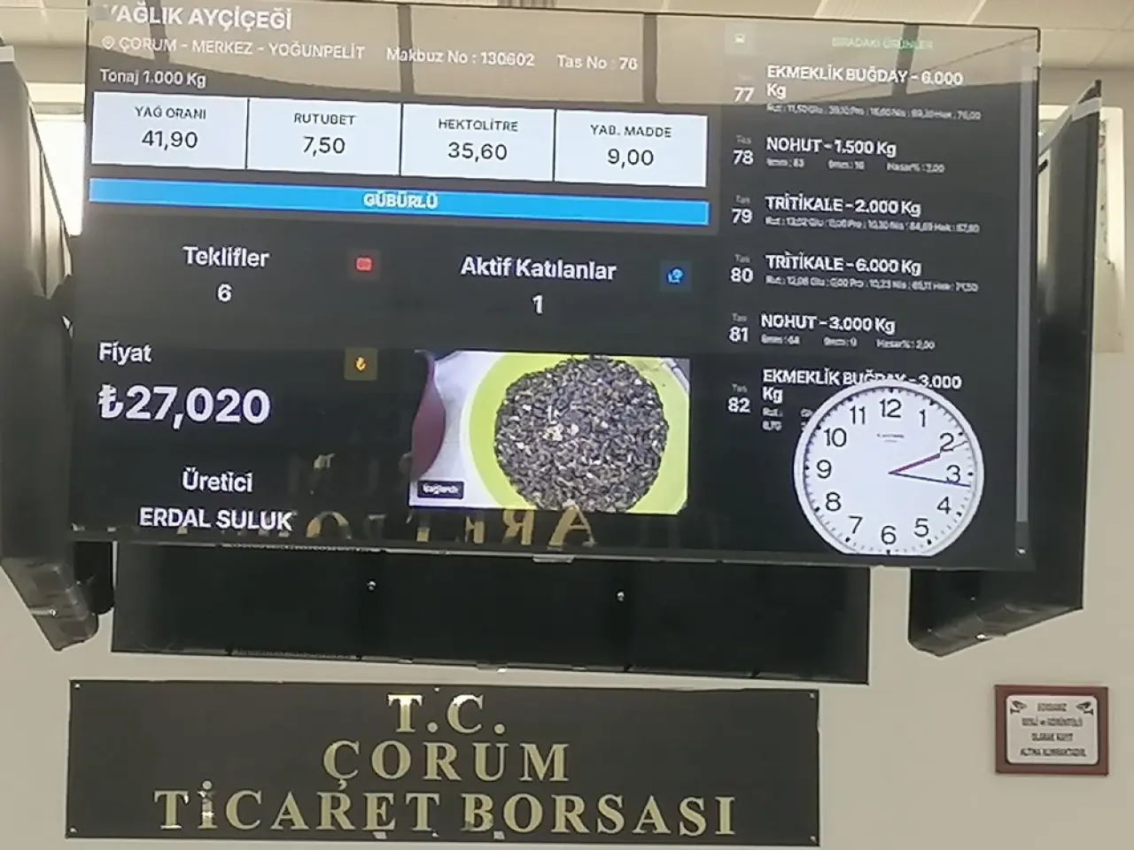 Sezonun İlk Ayçiçeği Borsada Satıldı 2