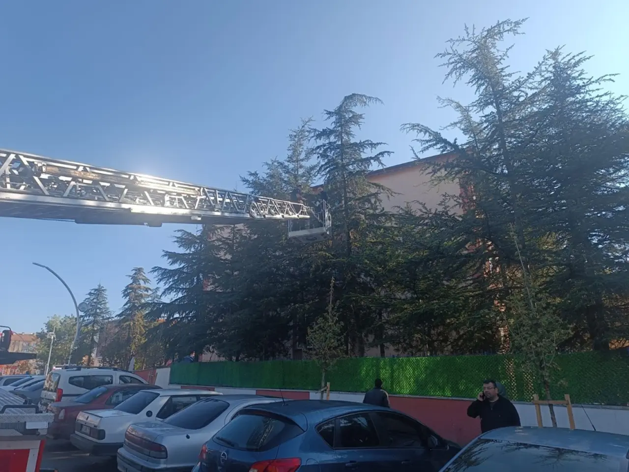 Çatıda Mahsur Kalan Kediyi İtfaiye Kurtardı 2