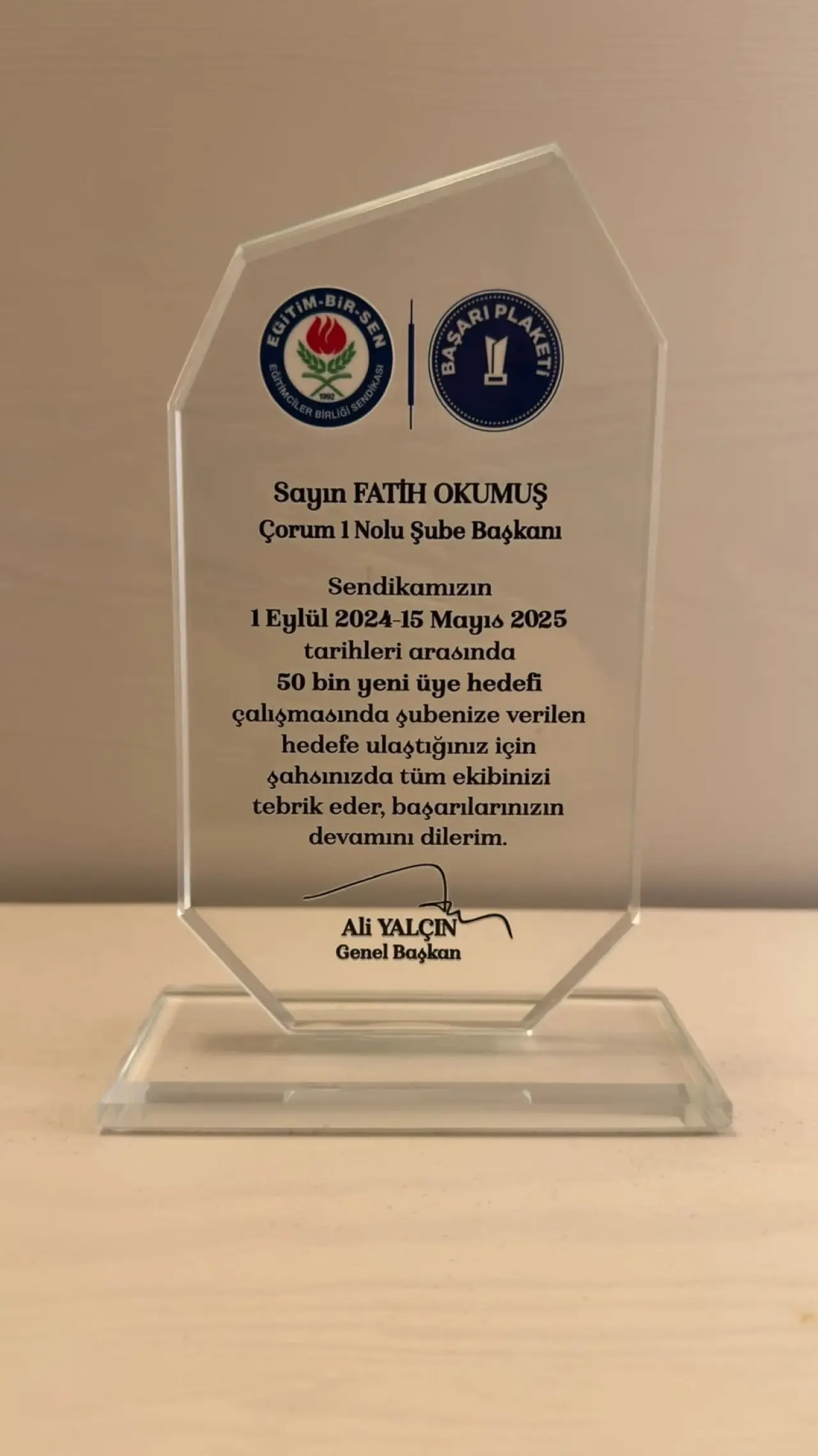 Ali Yalçın’dan Çorum’a Başarı Plaketi 3