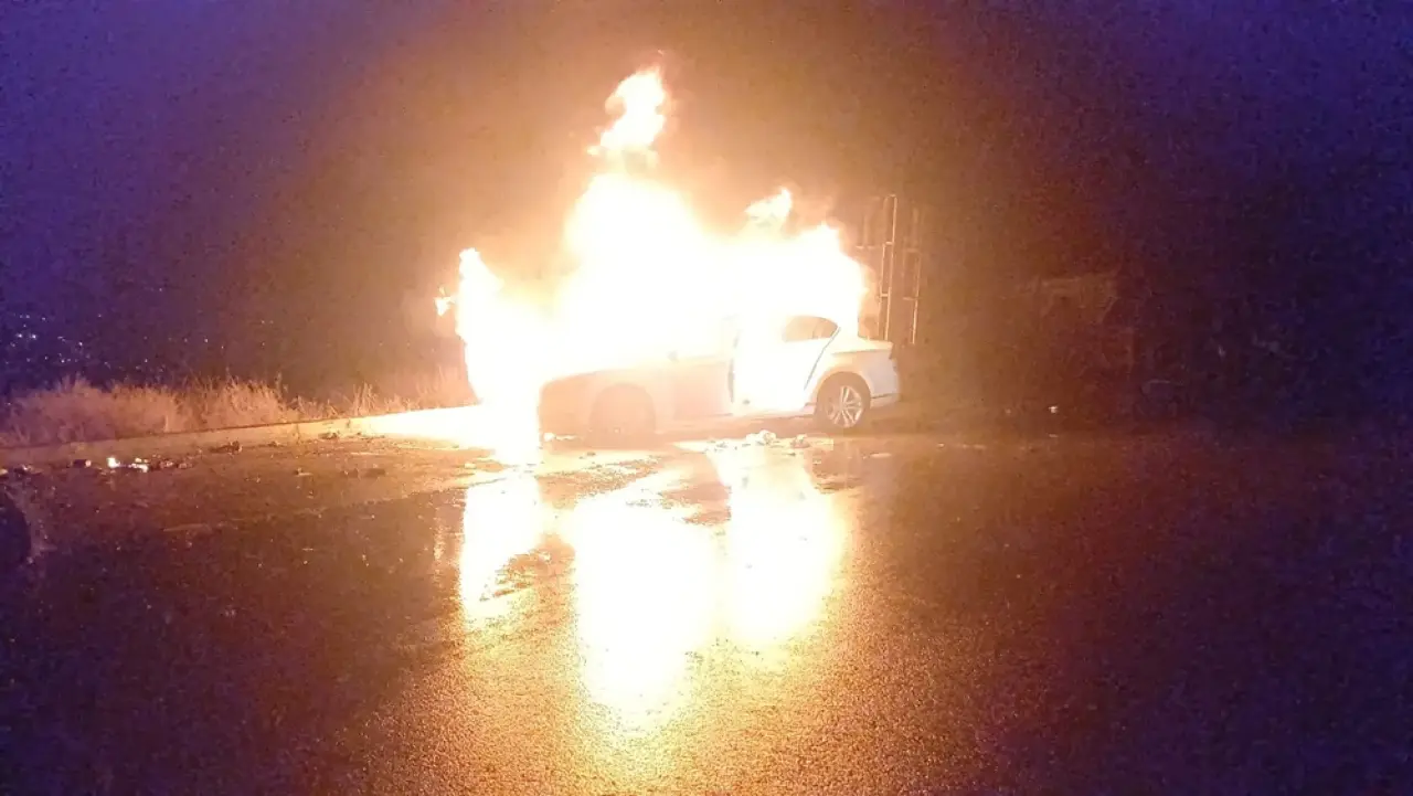 Park Halindeki Araç Alev Topuna Döndü 3